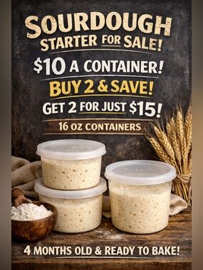 Sourdough Starter (4 Months Old) – $10 Each or 2 for $15 🥖